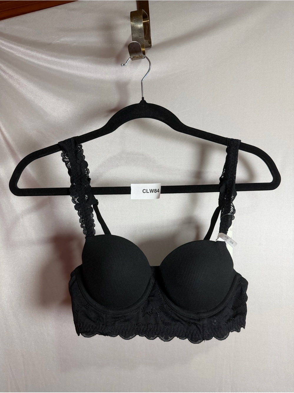 Aerie Black Lace Longline Underwire Bra Size 32B CLW84E